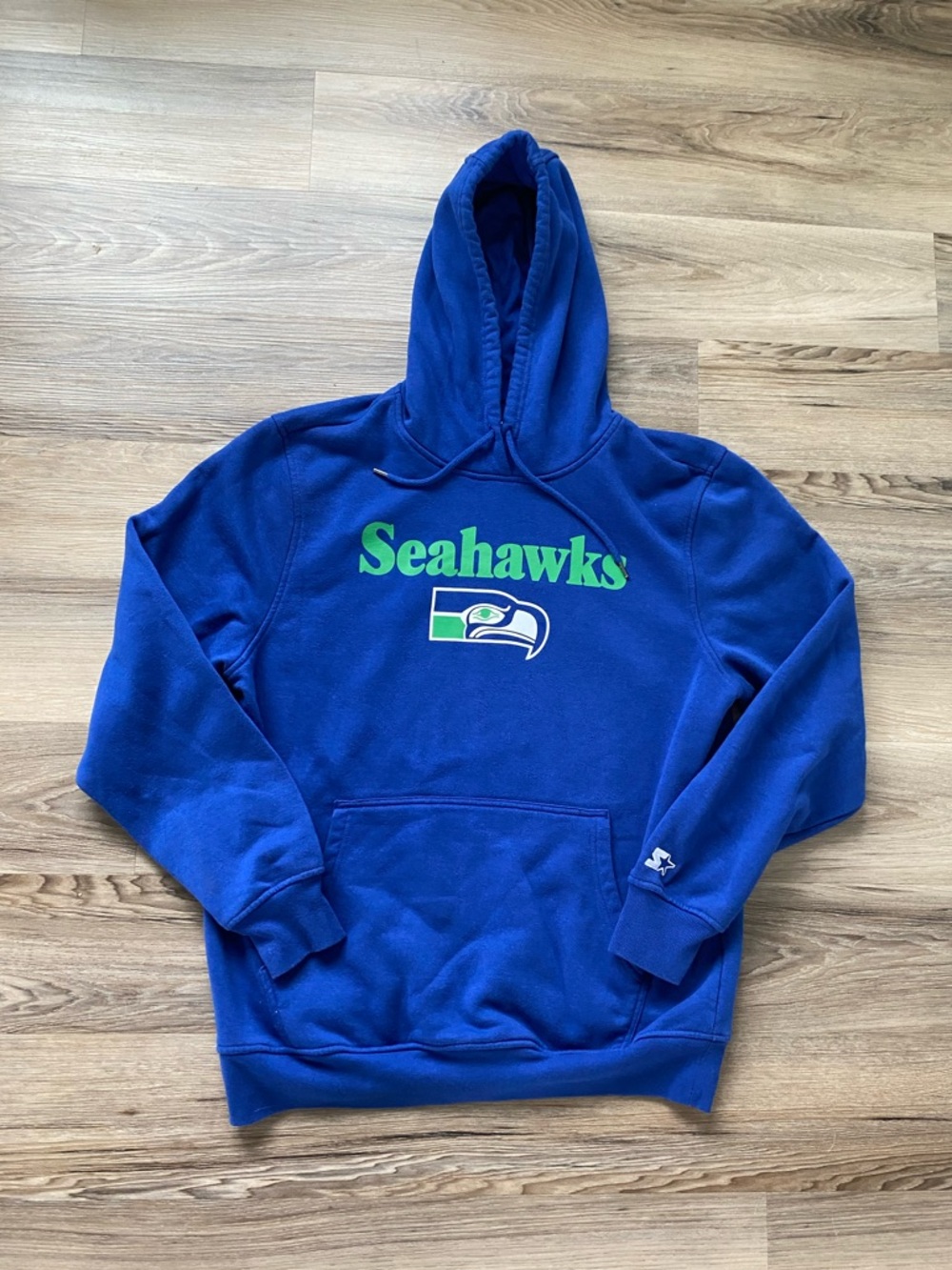 Seattle Seahawks STARTER Blue Hoodie with White Logo Print